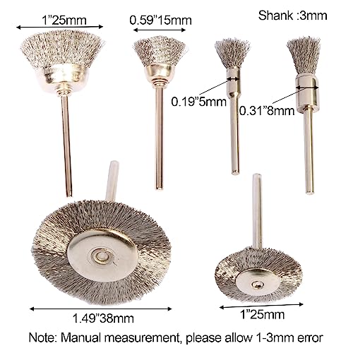 80 Pcs Rotary Tool Wire Brushes Set,Stainless Steel Wire Wheels Pen Brush Kit Accessories for Rotary Tool,for Rust Removing Rotary Brushes for Machines