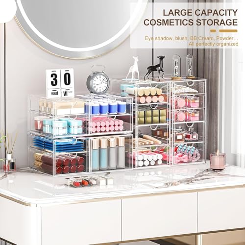 caktraie 4-Pack Acrylic 16-Drawer Storage & Makeup Organizer for Desk - size: 16 Drawers