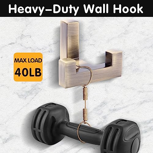 5 Pack Heavy Duty Coat Hook Wall Mount with Screw Retro Double Coat Hook Utility Hook for Coats, Scarves, Bags, Towels, Keys, Hats, Mugs (Bronze) - color: Brown
