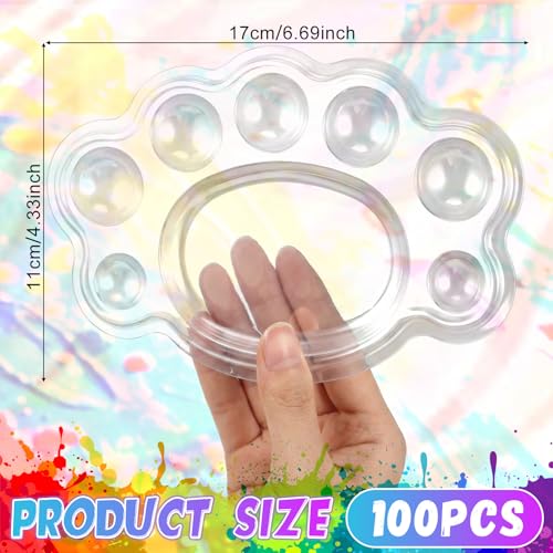 100 Pcs Large Clear Footprint Paint Tray Palette Disposable Watercolor Palette Acrylic Pallet Color Mixing Tray for Painting Party Oil Watercolor Craft Supplies DIY Art Painting - style: Footprint