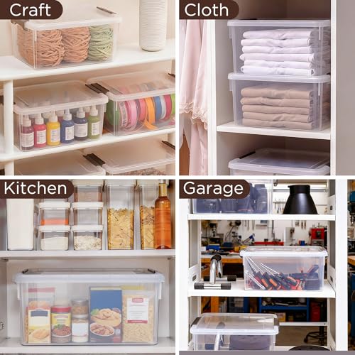 Citylife 17QT Plastic Storage Bins with Lids,5Packs Large Containers - color: Clear White, size: 17 QT(5 Pack)