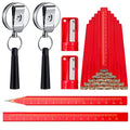 Honoson 24 Pcs Carpenter Pencil with Sharpener,Red Cover, Black Refill - color: Red Cover, Black Refill
