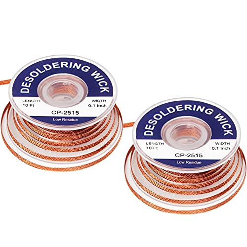 Solder Wicks，No-Clean Solder Wick，10ft Length 2 Pieces Desoldering Braided Wicks. Solder Removal Tool，Desoldering Wick Used to Remove the Solder and Disassemble Electrical Components - style: 2pcs