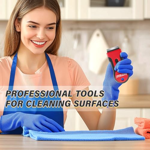 DIYSELF 2 Pack Razor Scraper, Glass Stove Top Scraper with 10 Blades - color: Red