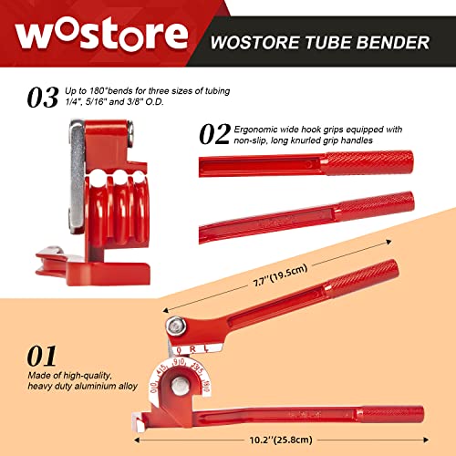 Wostore 25FT 3/16"+1/4" Brake Line Kit, Flaring Tool, Bender & 44 Fittings - size: Double flare kit with 3/16"&1/4" Brake Line