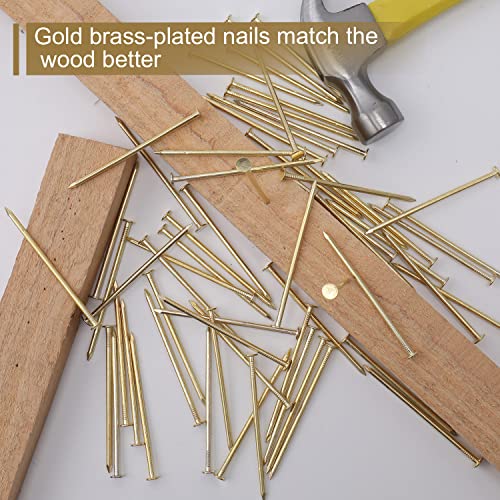 JEGONFRI 60PCS 3" x 12Ga Brass Plated Wall Nails for Hanging, Wood Nails - color: Gold, size: 3 In , 60 Pcs