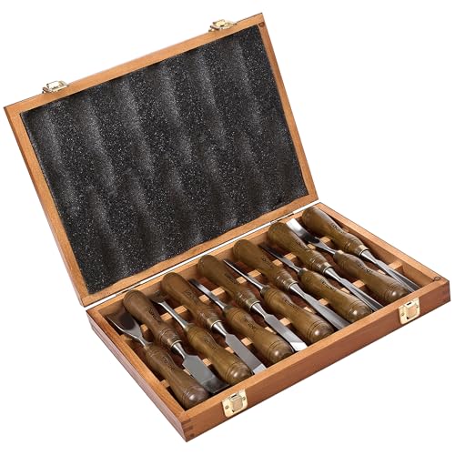 12-Piece Wood Carving Chisel Tools Set, Sharp CR-V Steel Blades - size: 12-Piece Carving Chisel