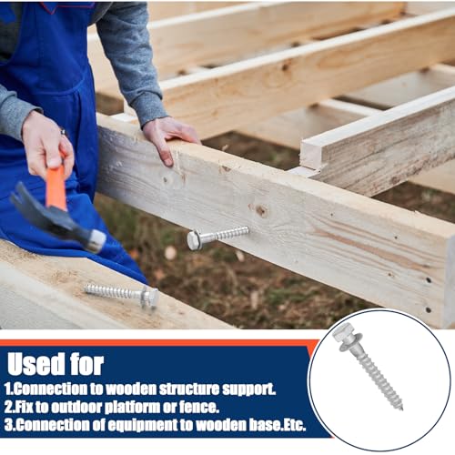 Tandefio 60 Pack 1/2 x 3''-1/2'' Lag Screw Bolts with Washer Galvanized - size: 1/2x3''-1/2''