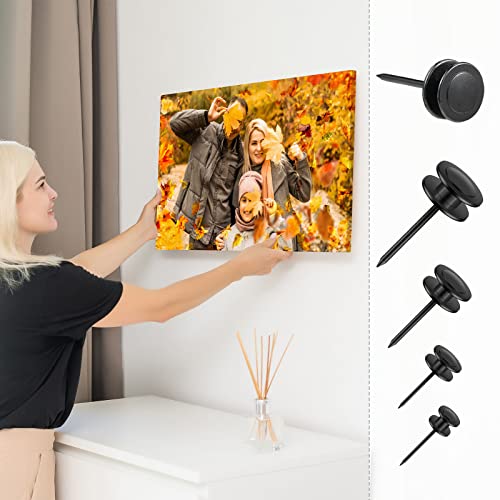 40 Pcs Double Headed Picture Hangers Nails Thumb Tacks, Black - color: Black