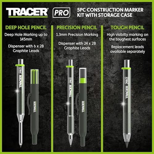 Tracer Pro Aluminum 5pc Construction Pencil Mechanical Carpenter Pencils - style: 3pc Full Set