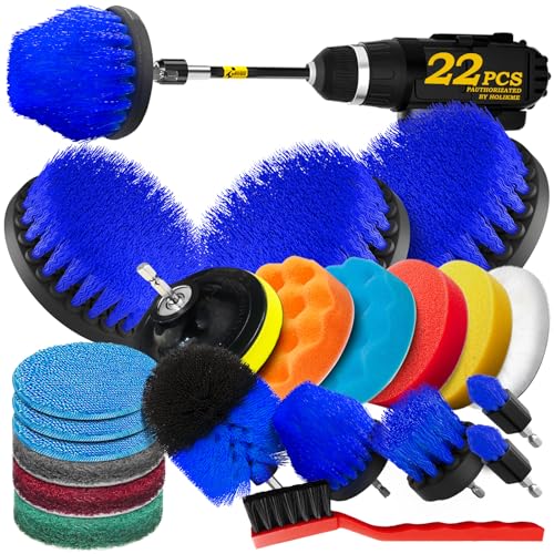 Holikme 22Piece Drill Brush Attachment Set - Power Scrubber Cleaning Kit - color: Blue
