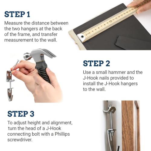 Okllen 16 Pcs Adjustable Picture Hangers J Hooks, Heavy Duty Mirror Picture Frame Hanging Kit with Hangers Hooks, Supports up to 100 Lbs