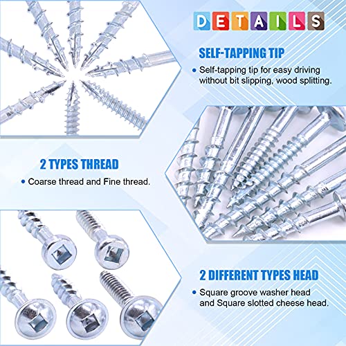 Glarks 280Pcs #8x1'' Pocket Hole Screws Zinc Coated Square Drive Self Tapping Coarse Thread Wood Screws for Wood and Sheet Metal (#8x1‘’ Coarse Thread) - size: #8x1‘’ Coarse thread