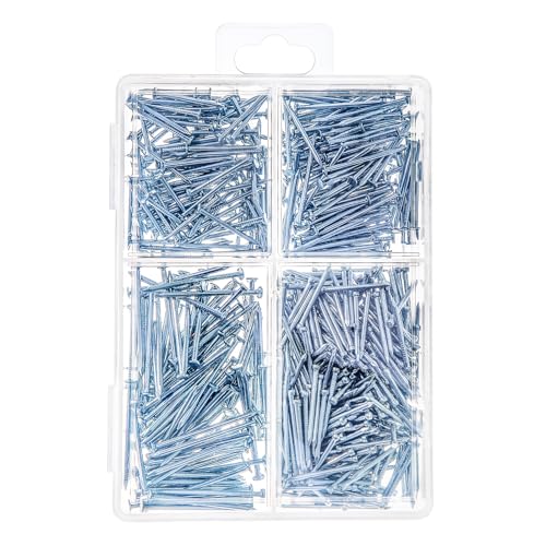 650pcs Nail Assortment Kit, Small Nails, 650 Pieces, Silver Metal Dual Head Double Head Round Finishing Nails for Hanging Pictures, Wall Hanging - style: 650pcs-4sizes