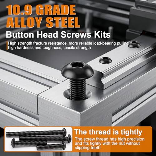 mankk 700PCS M6 Flange Bolt and M6 Button Head Hex Socket Cap Screws Assortment Kit M6×1.0 (10mm to 35mm) Metric Grade 10.9 Alloy Steel Class Hex Bolts and Nuts Washers Kit - color: Black-700PCS M6