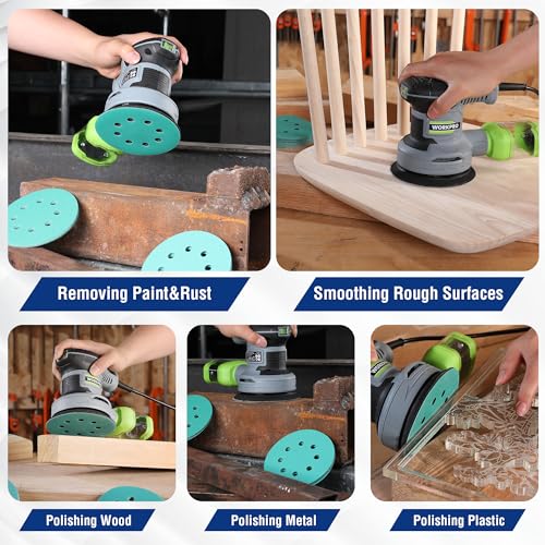 WORKPRO Sanding Discs Set, 5-Inch 8-Hole Hook and Loop, 150 Pack, Green - style: Premium Zirconia Random Orbital Sander Pads