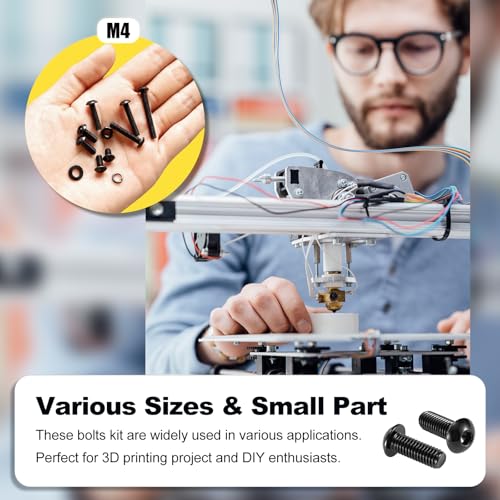 KADRICK 595Pcs M4 Screw Kit,Hex Socket Button Head M4 Bolts Length 6MM-30MM - size: M4 600Pcs 6-30mm