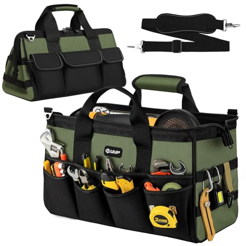 UUP 18" Large Tool Bag, Heavy Duty Spacious Carry Tool Box Organizer, Green - color: Green, size: 18 Inch