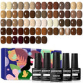 JODSONE 36Pcs Autumn Gel Nail Polish Set 32 Colors with 4 Functional | Base Coat Glitter & Matte Top Coat Nude Brown Gel Polish Set for Salon at Home DIY Nail Art - color: B31