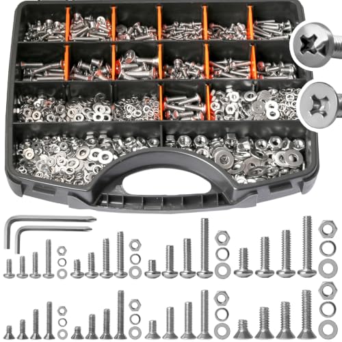 Phillips Pan & Flat Head Machine Screws Assortment Kit, 2242Pcs - size: N. #4-40#6-32#8-32#10-24#1/4-20