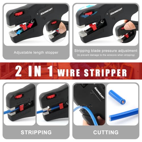 Knoweasy Automatic Wire Stripper and Cutter, 32 to 7 AWG, Electrical Repair - style: D3N2026