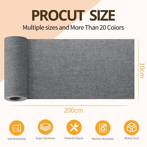 Fabric Repair Tape, 4" x 80" Self-Adhesive Linen Repair Tape Patch Kit Grey - color: Grey, size: 4" x 80"