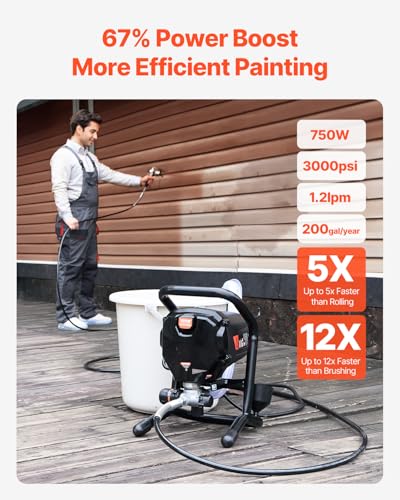 VEVOR 750W Stand Airless Paint Sprayer,3000PSI High Efficiency Electric - size: 750 W