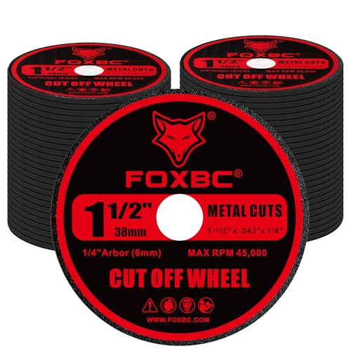 FOXBC 1-1/2 Inch Cut-Off Wheels, 1/4" Arbor Hole, Rotary Cut-Off Discs for Metal, Plastic, Fiberglass Reinforced - 80 Pack