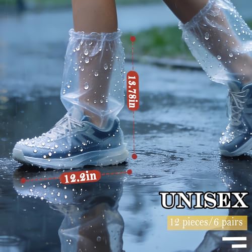 12 Pcs Individually Packaged Extended Length Rain Shoe Covers for Adults, Disposable Portable Plastic Shoe Covers for Rain, Perfect for Adults, Mud, and Theme Parks (Adults, L 12Pcs) - size: Adults L 12Pcs