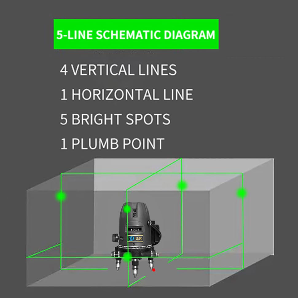 （Laser Level Outside）Outdoor Lasers 5 Lines Green Laser Level 360 Self Leveling Rotary Precision Level Tool Super Bright