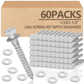 Tandefio 60 Pack 1/2 x 3''-1/2'' Lag Screw Bolts with Washer Galvanized - size: 1/2x3''-1/2''
