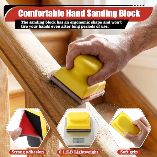 32Pcs Sanding Sponge Kit with Sanding Block, 180-3000 Grit Sandpaper | Wet & Dry Use, Ergonomic Soft Sanding Block, Washable & Reusable Material, For Wood, Auto Body, Guitar, Metal