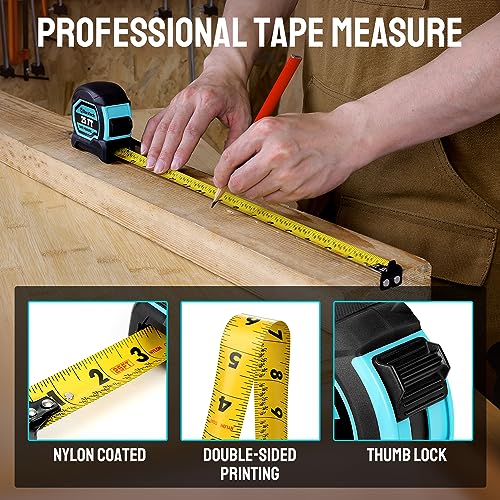 DURATECH 25FT Magnetic Double-Sided Tape Measure, Easy Read Measuring Tape - size: 25 FT, style: 2 Pack