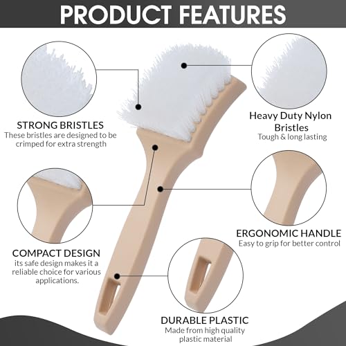 Nanoskin Nylon Scrub Brush for Tire Cleaning, White, 8.5" - color: White and Beige, size: 8.5"