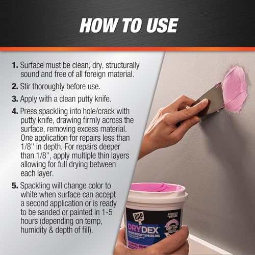DAP DryDex Dry Time Indicator Spackling, Pink/White, 32 Oz (7079812330) - size: 1 Quart