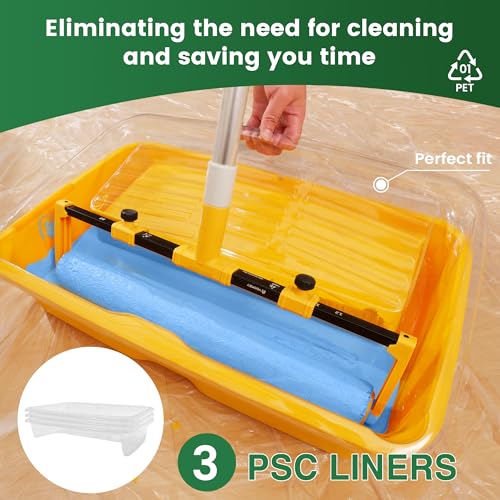 VOOMEY 18 Inch Paint Roller Kit, Contractor-Grade Large Paint Roller with 23-53 Inch Adjustable Extension Pole, Nylon & Polyester Roller Covers for Walls, Ceilings, Drywall and Textured Surfaces - size: 18" 13pc Paint Roller Kit