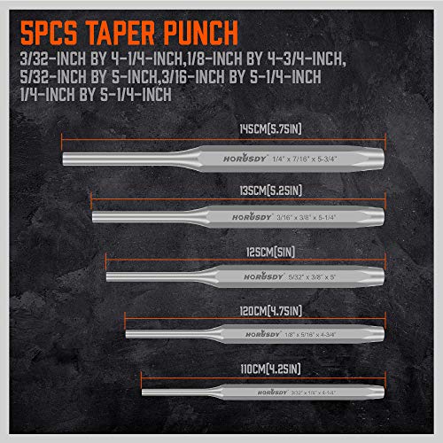 HORUSDY 16-Piece Punch and Chisel Set, Including Taper, Cold Chisels, Pin, Center - size: 16-Piece