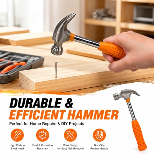 24 Pieces Small Home DIY Tool Kit for Household | Portable Home Hand Tool Box for Women, General Repair Basic Tools Kit Simple DIY Screwdriver Hammer Set for Garage, Office