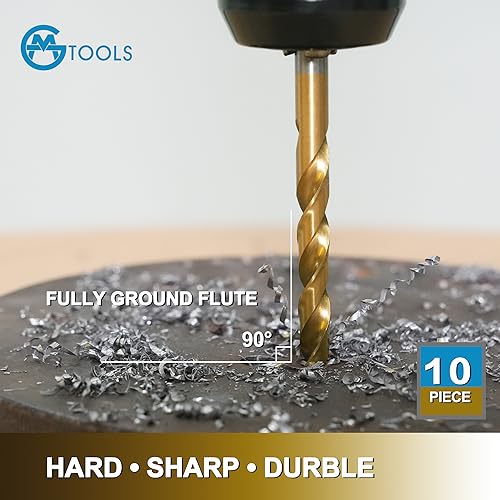 GMTOOLS 10 Pcs 1/4" Titanium Coated Twist Hex Shank Drill Bit Set, 135 Degree Tip HSS Impact Drill Bit Set with Storage Case for Metal, Aluminum, Steel, Wood, Plastic, Quick Change Design - style: 1/4"-10PCS