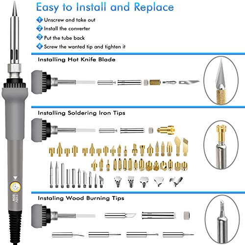 137PCS Wood burning Kit, DIY Creative Tool Set Soldering Woodburning Kit - color: Gray, size: 137Pcs