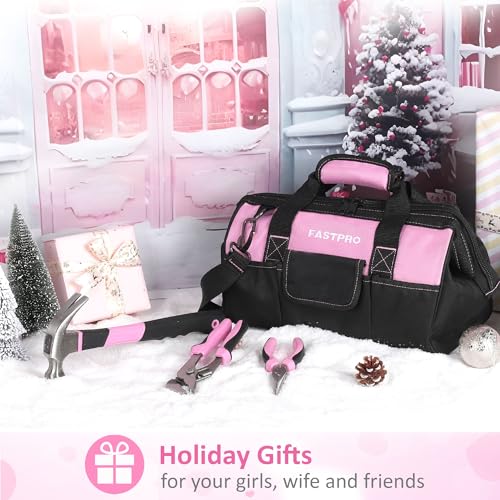 FASTPRO 220-Piece Pink Tool Set, Home Repairing Tool Kit for Women - color: Pink