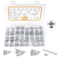 460PCS Stainless Steel Wood Screws Assortment Kit, 18 Sizes #4#6#8#10#12 Pan Head Sheet Metal Screws Self Tapping Screws Set for Wood Deck Drywall Concrete Screws, Length 1/4" to 2" - style: Silver Pan Head 460PCS