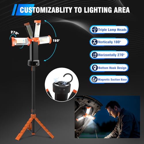 AKOFUN 12000mAh Camping Light with Stand, Portable Rechargeable Work Light