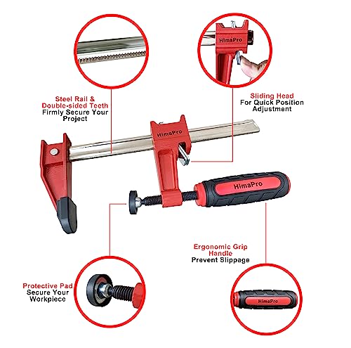 HimaPro 6 Inch Bar Clamp Set, 4 Pack 600 lbs Load Limit Medium Duty Quick Release Steel F Clamp, Ideal for Woodworking, Metalworking, and DIY Projects - color: 6 Inch Set