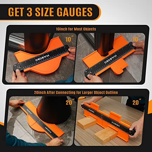 DODOWIN 20 Inch Connectable Contour Gauge, Gifts for Men, Dad and Husband - color: Orange-20 In.
