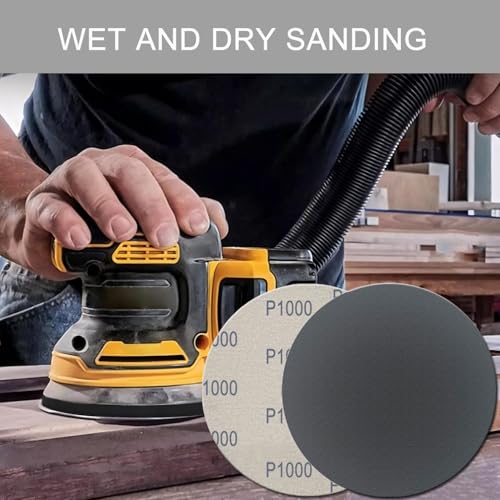 6 Inch 50 Pcs Wet Dry Hook and Loop Sanding Discs, No Hole, 1000 Grit - style: Grit 1000