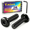 Taiss 20pcs M6 x 25mm Flat Head Socket Head Screw Furniture Bolts,Furniture Screws Stainless Steel 18-8(304),M6 Bolts Black Zinc Plated Fully Threaded,Countersunk Connector M6 Screws with Hex Spanner - size: 20PCS M6x25mm