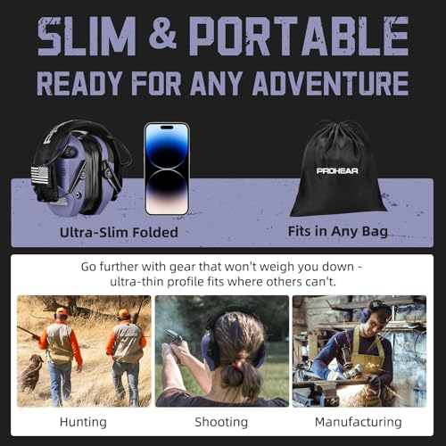 PROHEAR 022 Electronic Ear Protection for Shooting & Hunting - 29dB SNR Noise Reduction, 4 Omnidirectional Microphones - color: Electronic-silicone Ear Pads-purple