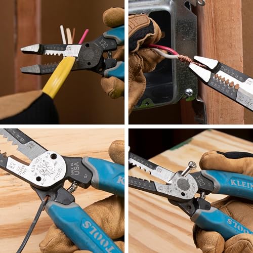 Klein Tools K12035 Klein-Kurve Wire Cutters, Made in USA, Heavy Duty Wire Stripping Tool - size: Wire Stripper