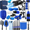 Qydipclin 39Pcs Car Detailing Kit, Car Detailing Brush Set, Car Wash Cleaning Kit, Car Detailing Brushes, Professional Car Care Kit for Interior Exterior Wheels, Blue - size: 39pcs